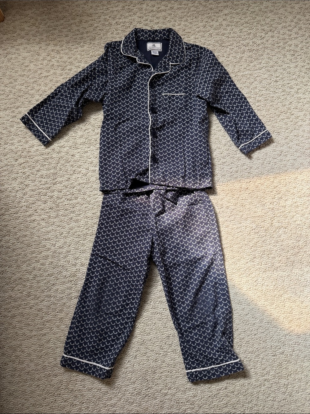 Petite Plume Navy and White Antler Pajama Set